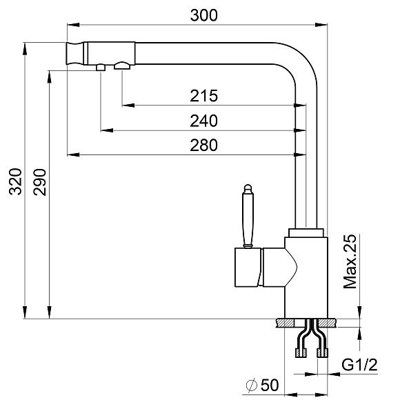 Смеситель для кухни Granula 2301, ГРАФИТ графит